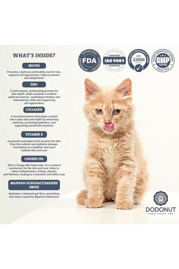 Dodonut HappyDerm Kediler Için Biotin Katkılı Deri ve Tüy Sağlığı Malt Besin Takviyesi, 100 GR