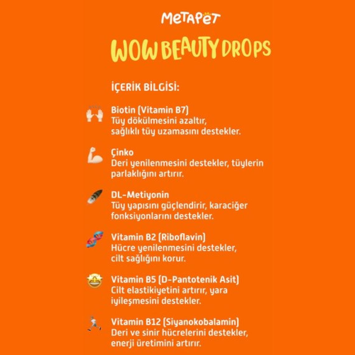 Metapet Tüy Döken Kedilere - Biotin Sağlığı Damlası, Dökülmesi Engelleyici Önleyici, Tüy Dökme için Vitamini