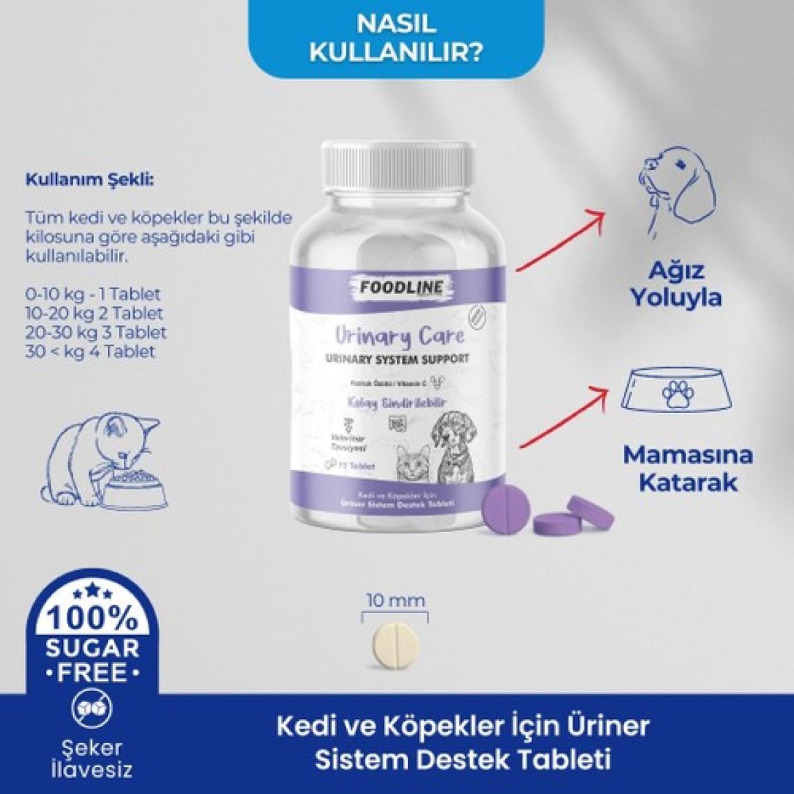 Foodline Urinary Care 75 Tablet | Kedi ve Köpekler Için Idrar Sağlığını Destekleyici