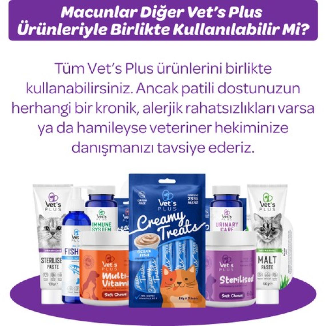 Vet's Plus Sterilised Malt Macun 100gr (Kısır Kediler için Tüy Yumağı Önleyici)