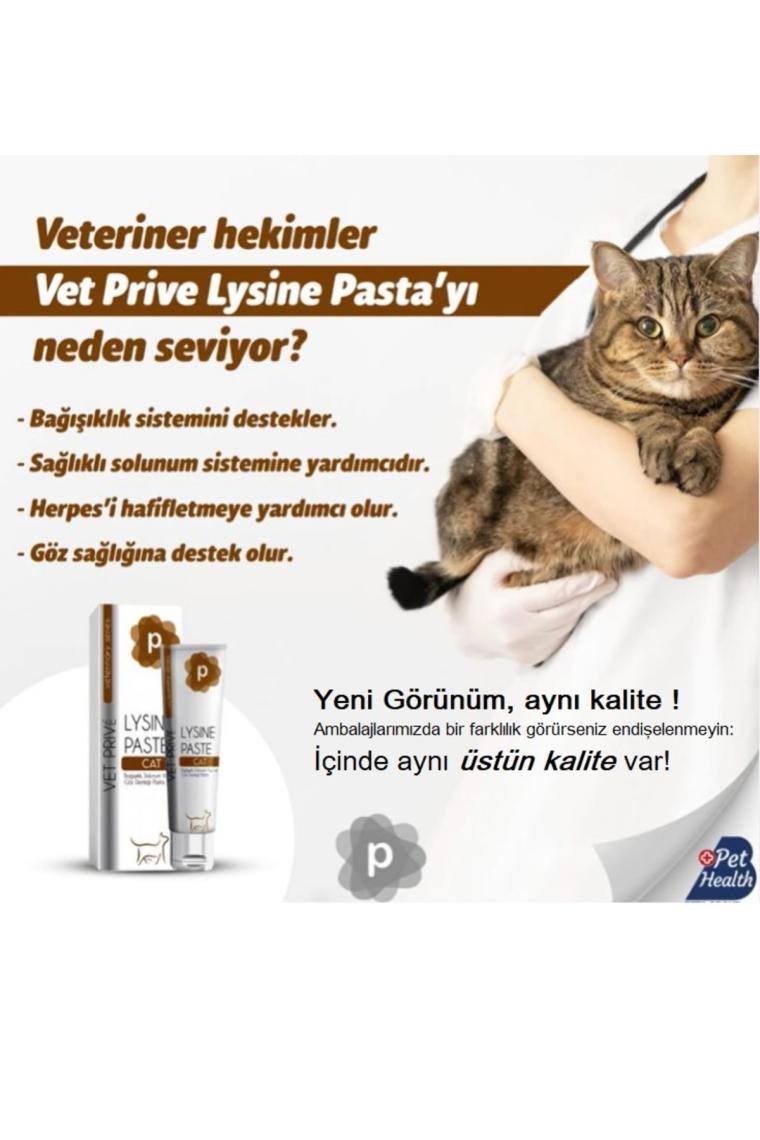 Vet Prive Lysine Paste / Kediler Için Bağışıklık, Solunum Yolu Ve Göz Desteği Pasta