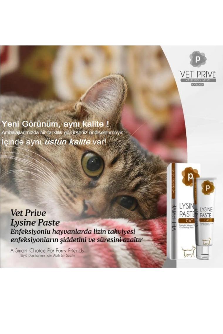 Vet Prive Lysine Paste / Kediler Için Bağışıklık, Solunum Yolu Ve Göz Desteği Pasta