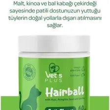 Vet's Plus Hairball Çiğnenebilir Tablet 60'lı (Malt ve Kionalı Tüy Yumağı Önleyici)