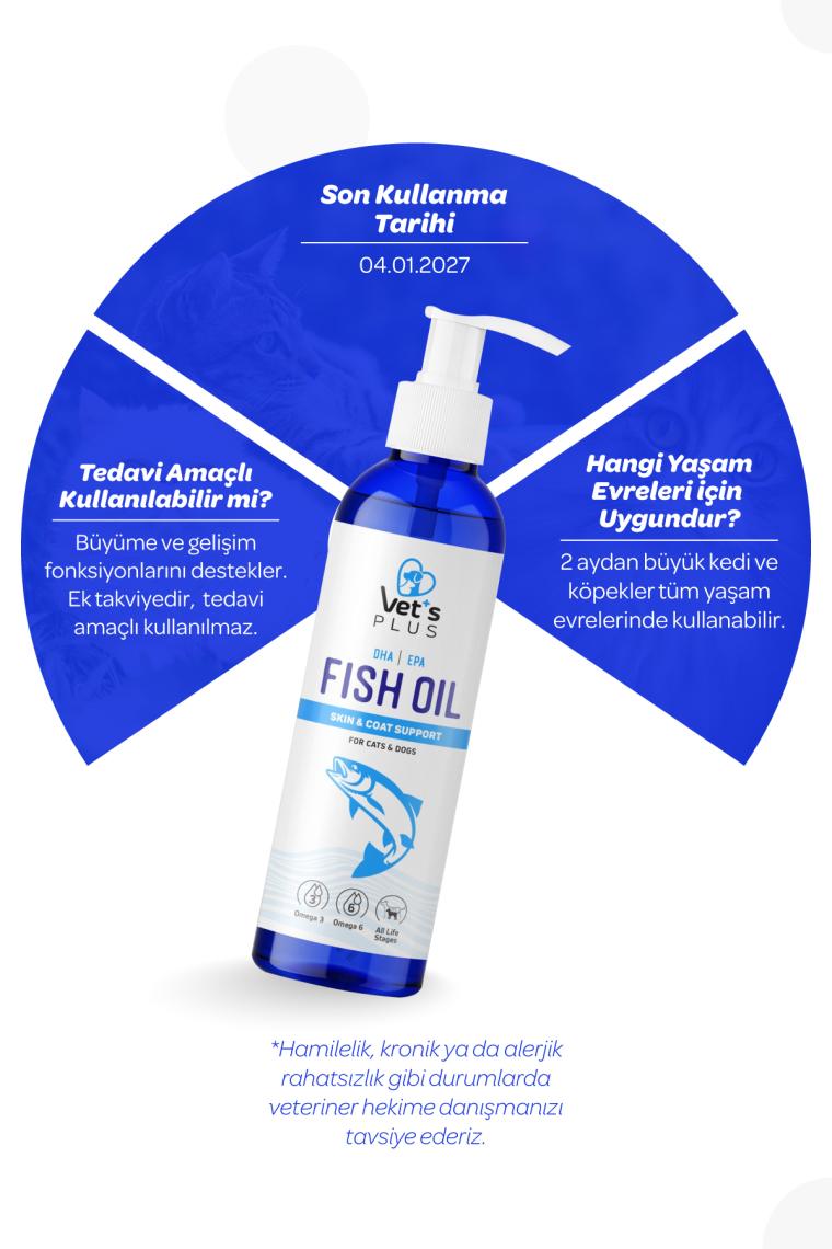 Vet's Plus Kedi ve Köpekler için Somon Balığı Yağı 200ml