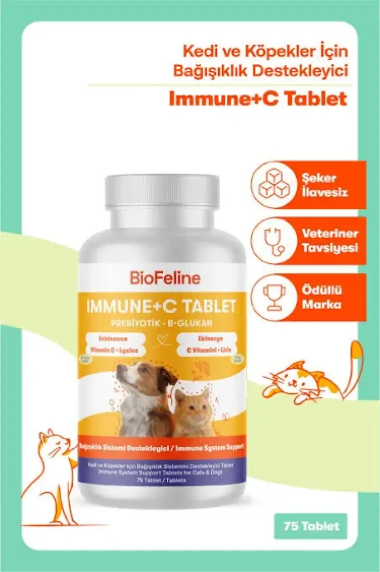 Biofeline Immune+C Tablet ( Kedi ve Köpekler Için  Desteği)