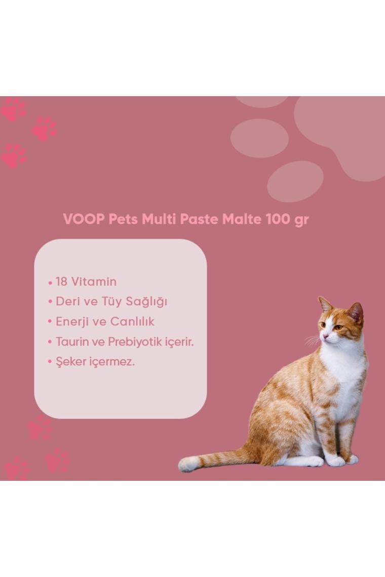Pet Multi Paste Malte(Kedilerde Bağışıklık Sistemi Güçlendirici, Tüy Yumak Multivitamin Macun)100 gr