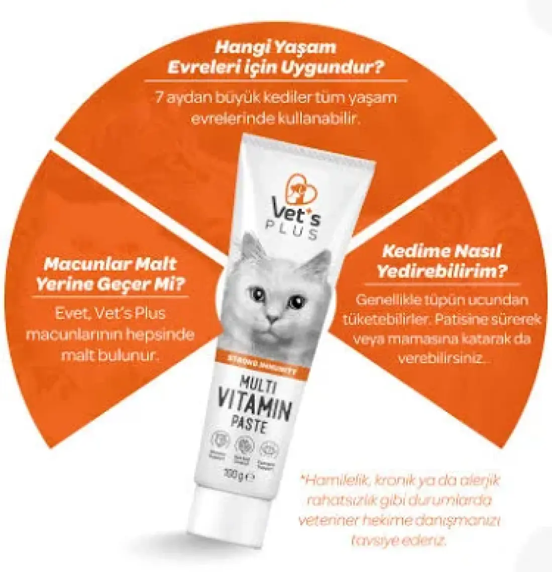 Vet's Plus Taurinli Multivitamin Kedi Macunu 30gr (Yetişkin Kediler için Multivitamin Desteği)