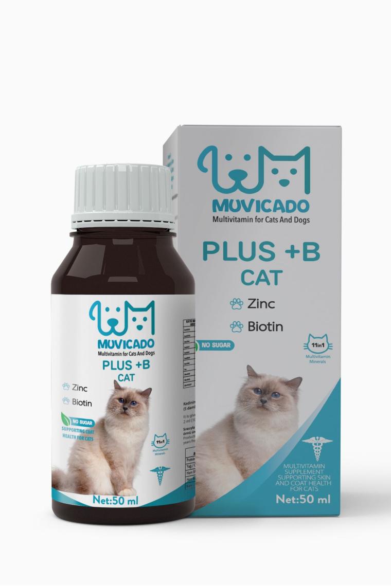 Kedi Tüy Sağlığı Damlası Plus +B Kediler İçin Tüy ve Tırnak Sağlığını Destekleyen Multivitamin 50ML