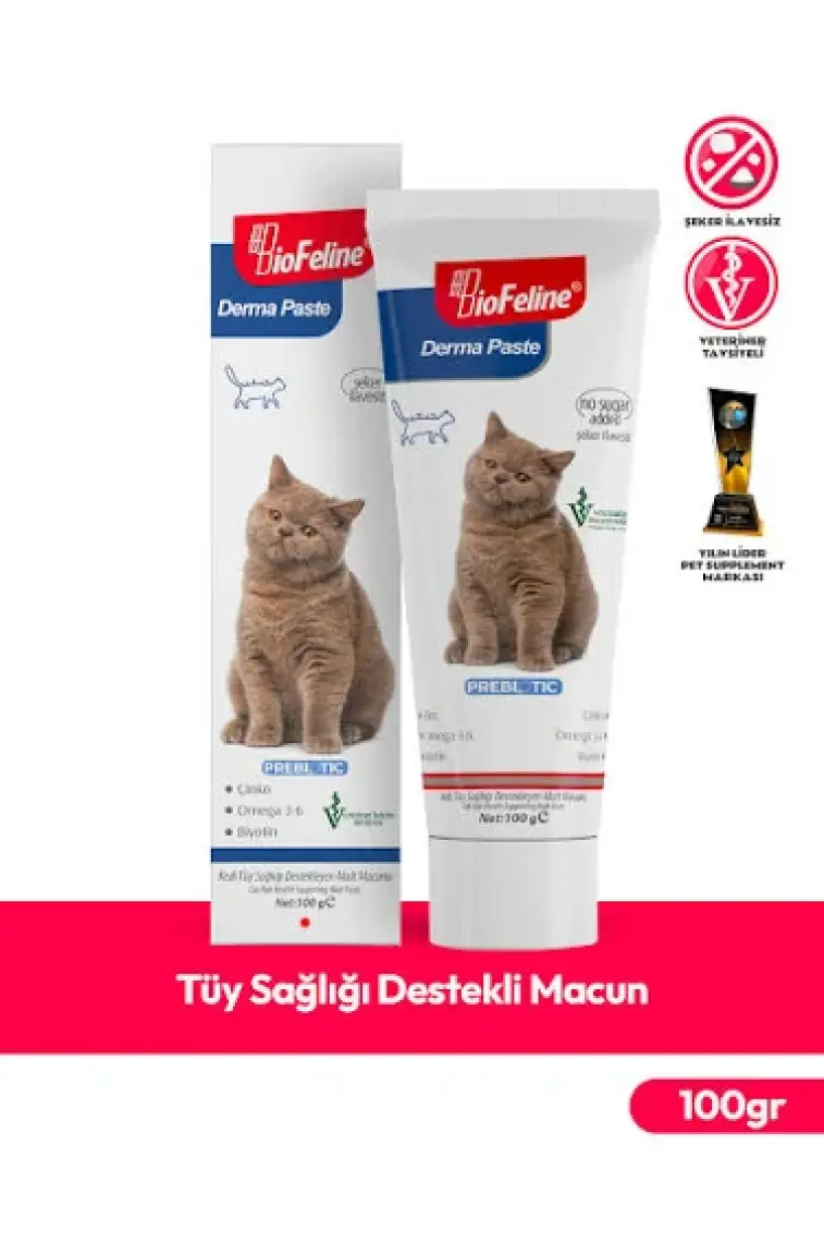 BioFeline Kediler İçin Derma Malt Macun – Tüy Sağlığı Destekleyici 100g