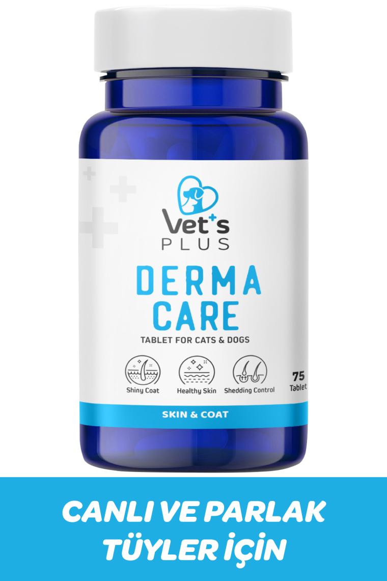 Vet's Plus Derma Care Tablet 75’li (Kedi ve Köpekler için Tüy Yapısı Destekleyici Biyotin Tablet)