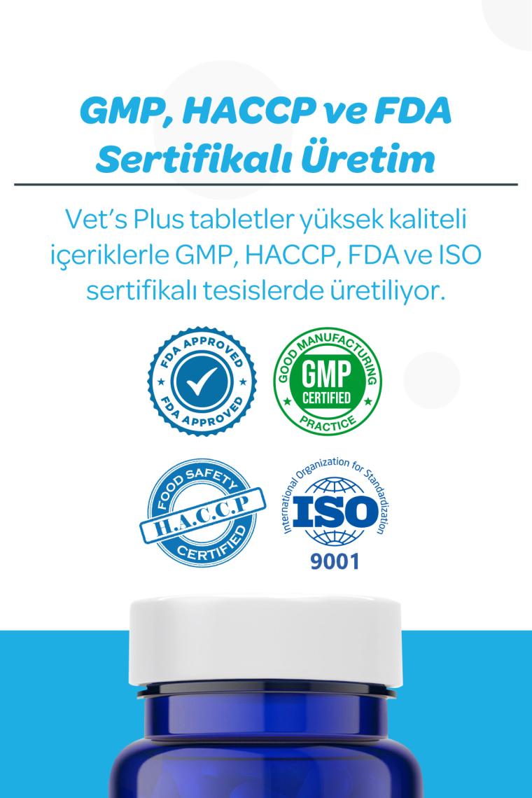 Vet's Plus Derma Care Tablet 75’li (Kedi ve Köpekler için Tüy Yapısı Destekleyici Biyotin Tablet)