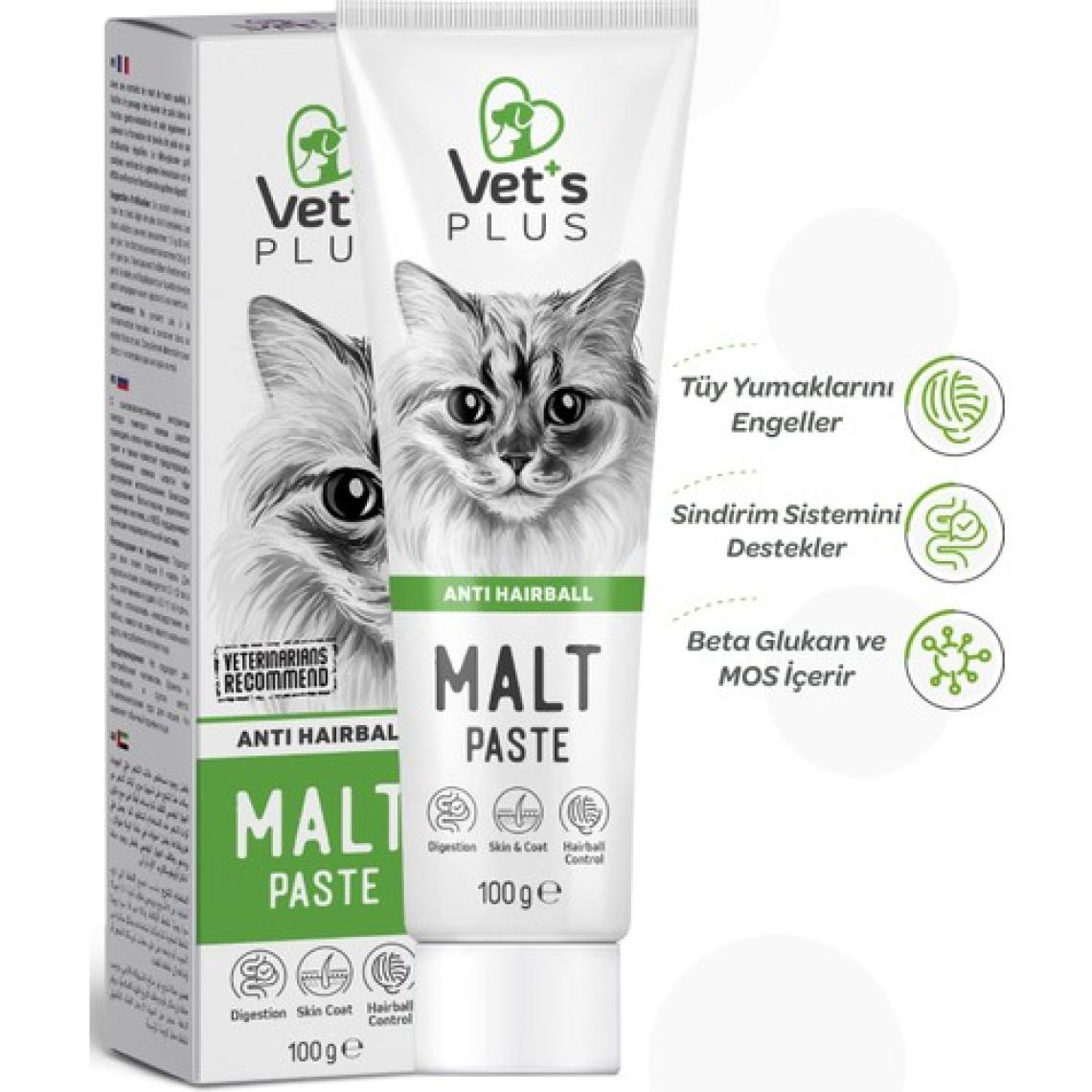 Vet's Plus Anti-Hairball Malt Macun 100gr (Tüy Yumağı Önleyici)