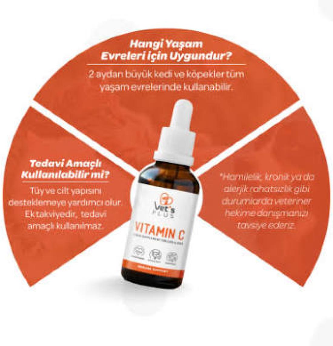 Vet's Plus Vitamin C Damla 50ml (Kedi ve Köpekler İçin)