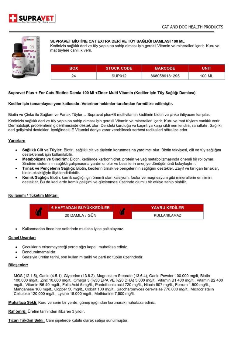 Supravet Set-03 Antistress Sakinleştirici Malt Macunu 100 gr + Biotine Tüy Dökülmesi Engelleyici Damla 100 ml