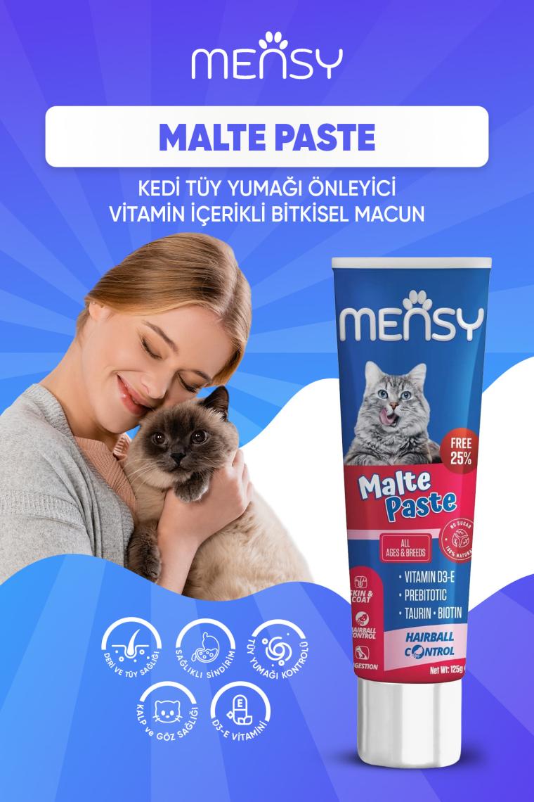 Mensy Malte Paste 125  gr Vitamin D3E  Prebiyotik Taurin Biotin