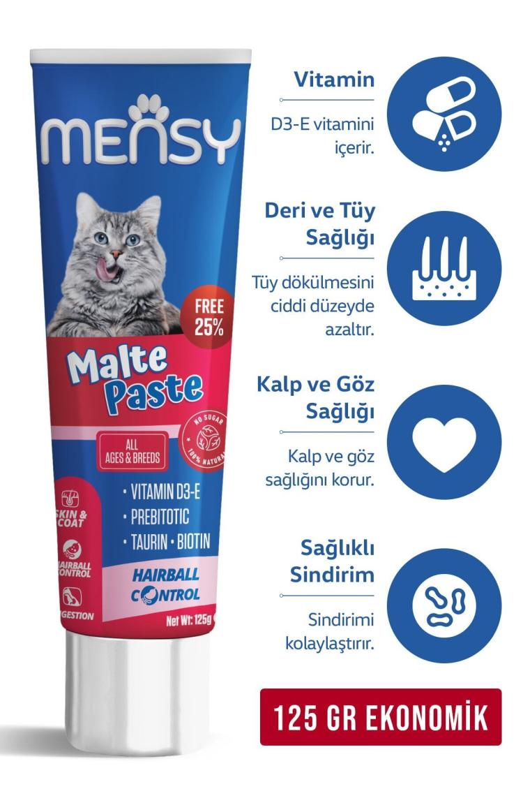 Mensy Malte Paste 125  gr Vitamin D3E  Prebiyotik Taurin Biotin