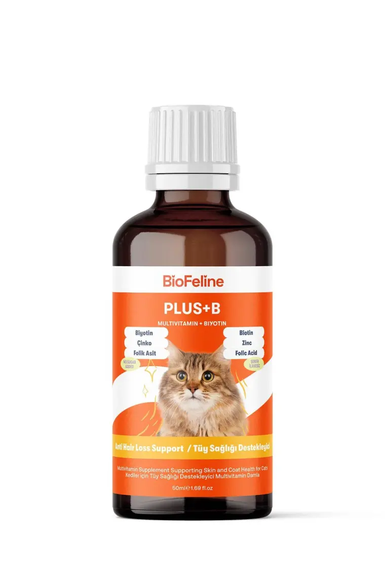 BioFeline Kediler İçin Biotinli Tüy Dökülmesini Azaltıcı Plus B Damla 50ml