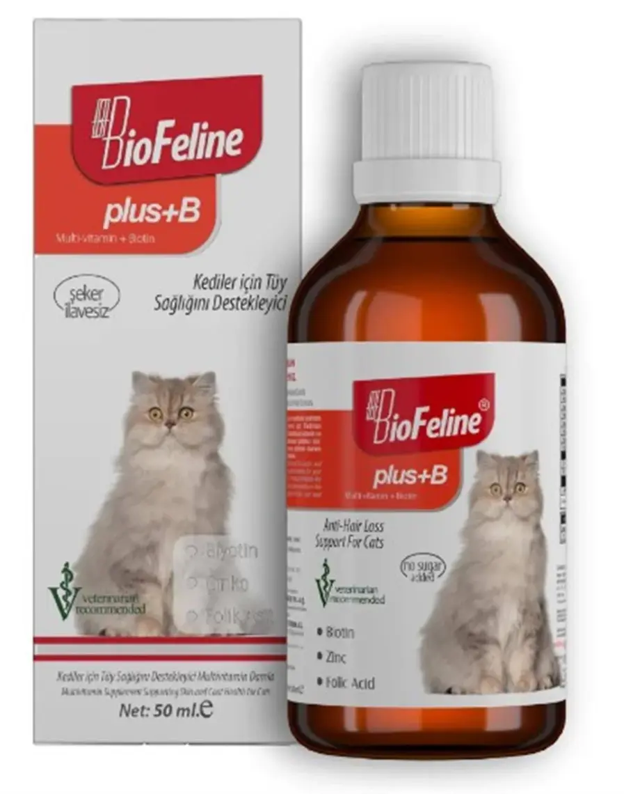BioFeline Kediler İçin Biotinli Tüy Dökülmesini Azaltıcı Plus B Damla 50ml