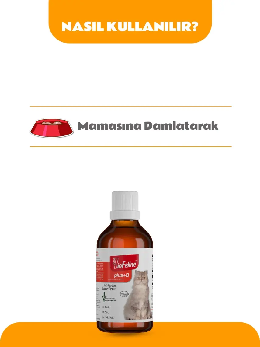 BioFeline Kediler İçin Biotinli Tüy Dökülmesini Azaltıcı Plus B Damla 50ml