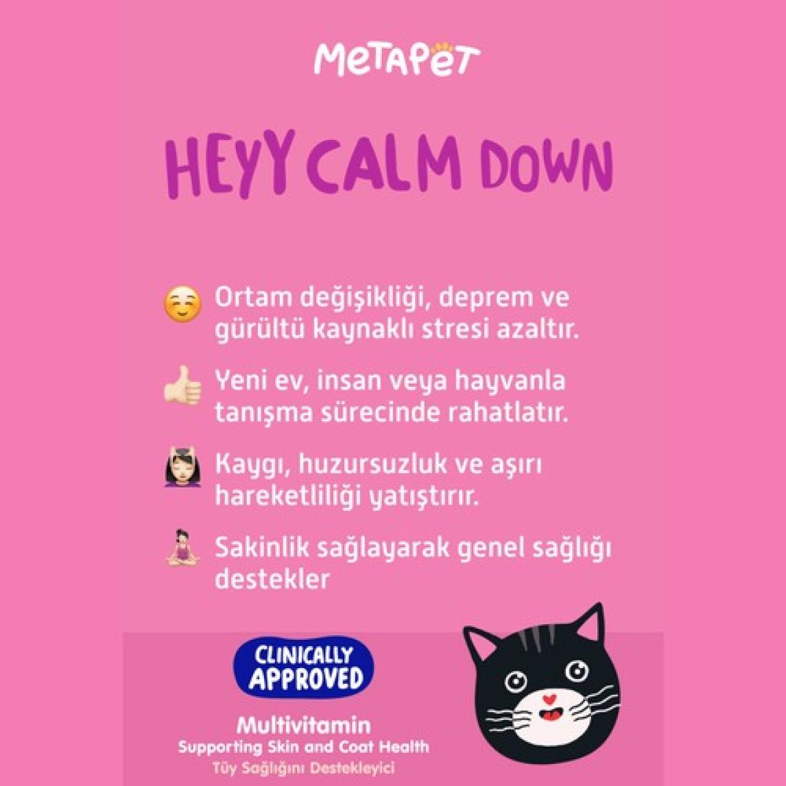 Metapet Kediler için Sakinleştirici Rahatlık Damlası, Doğal Vitaminleri, Anti Stress, Relax, Gevşeme
