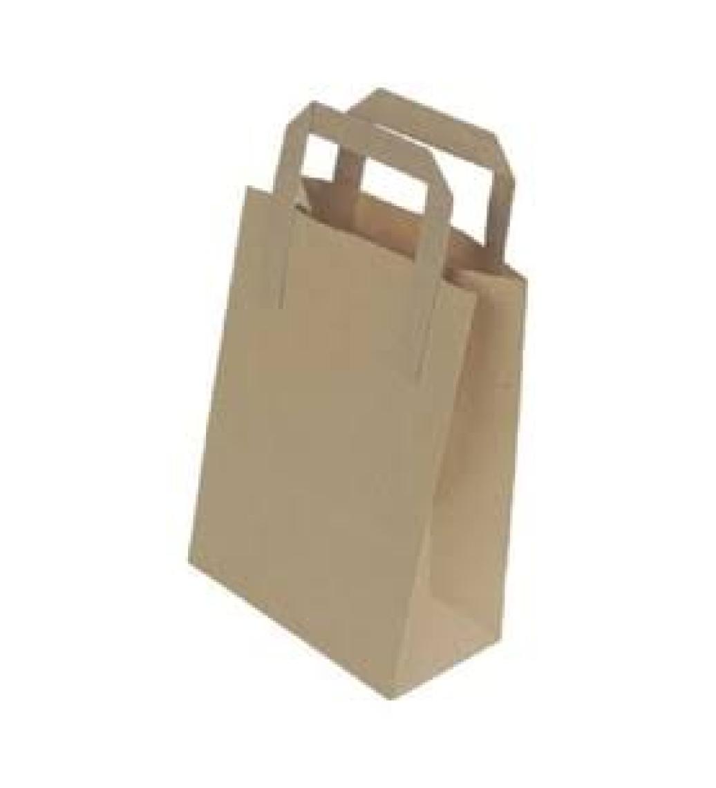 Konak Ambalaj Kraft Kağıt Çanta Düz Saplı 18X24X8 cm 10 Adetli