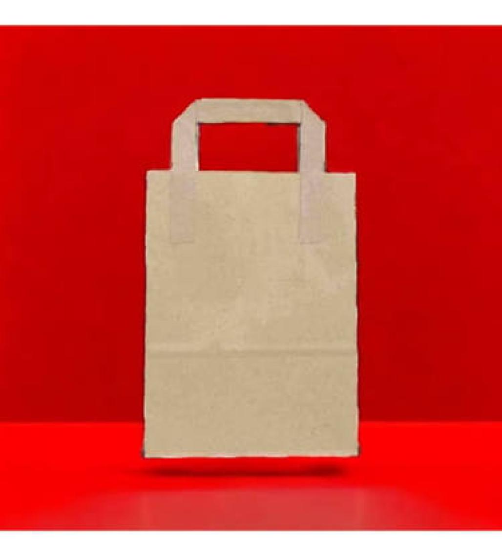 Konak Ambalaj Kraft Kağıt Çanta Düz Saplı 18X24X8 cm 10 Adetli
