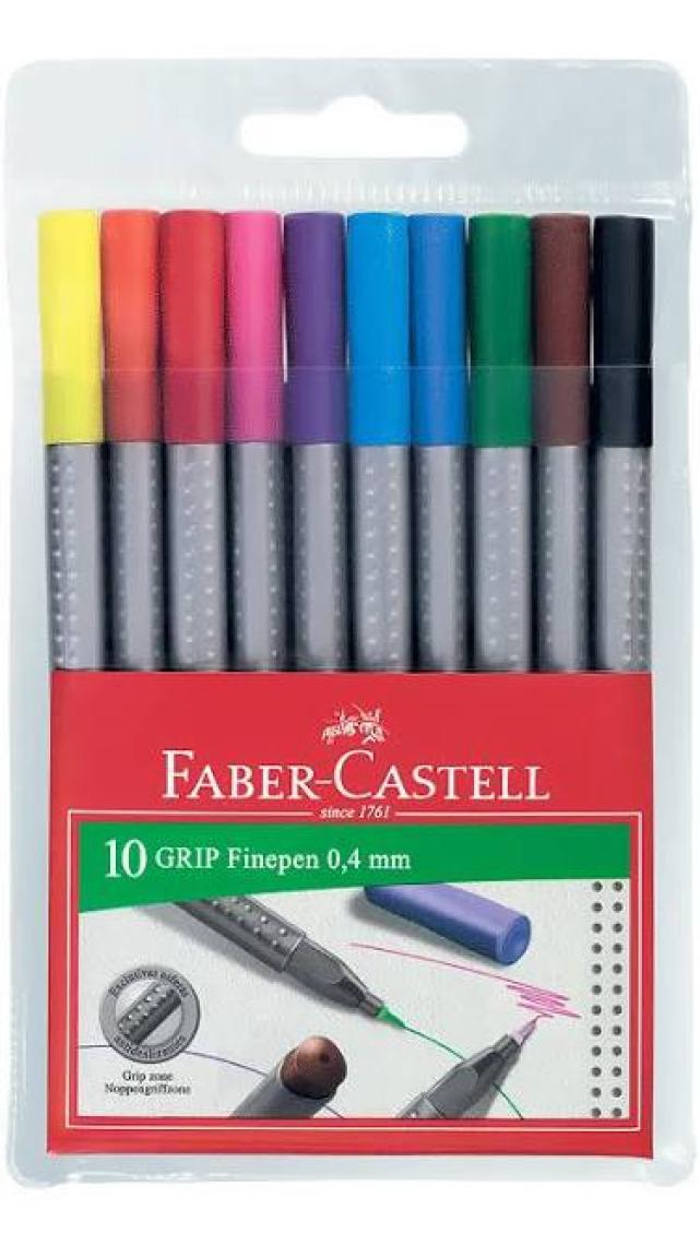 Faber-Castell Grip Finepen Keçe Uç 0.4mm 10'lu Karton Kutu
