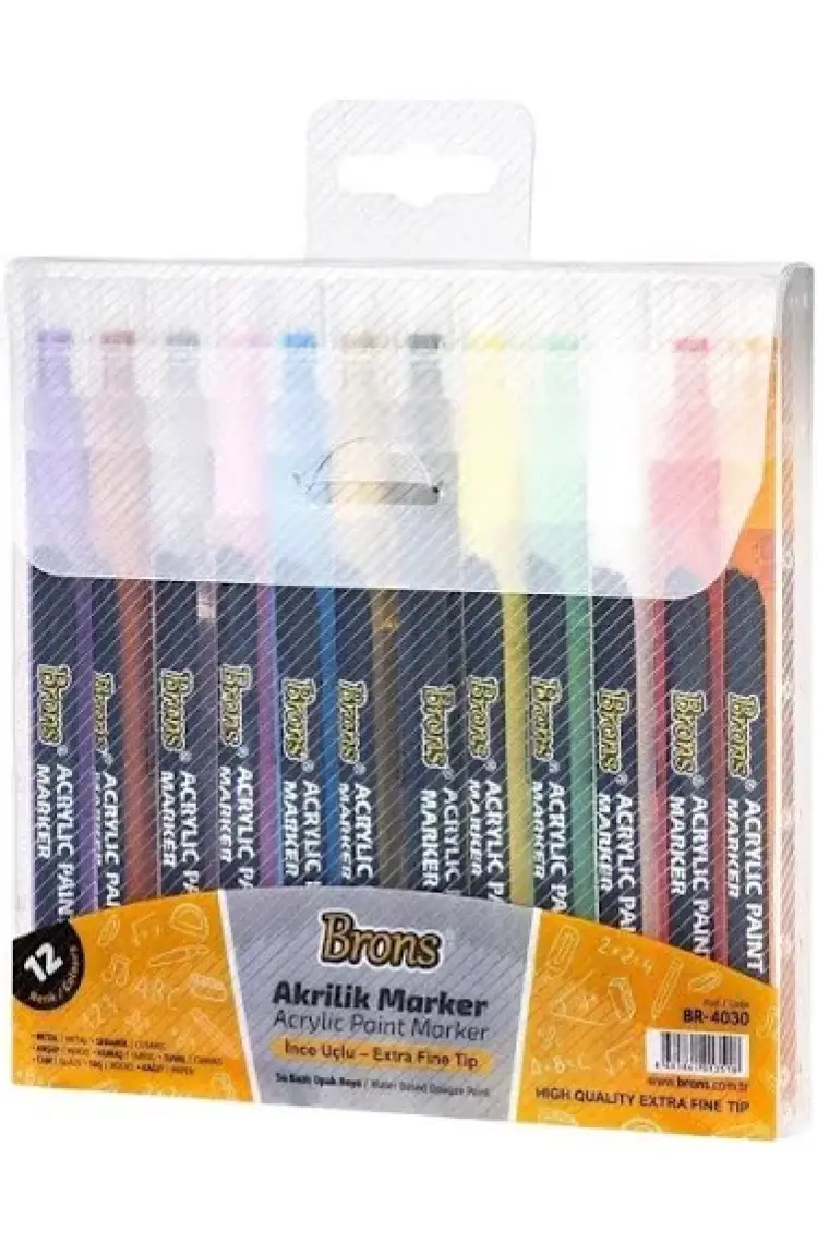 Tahtakalehobi Brons Akrilik Marker Ince Uçlu 12 Renk Set