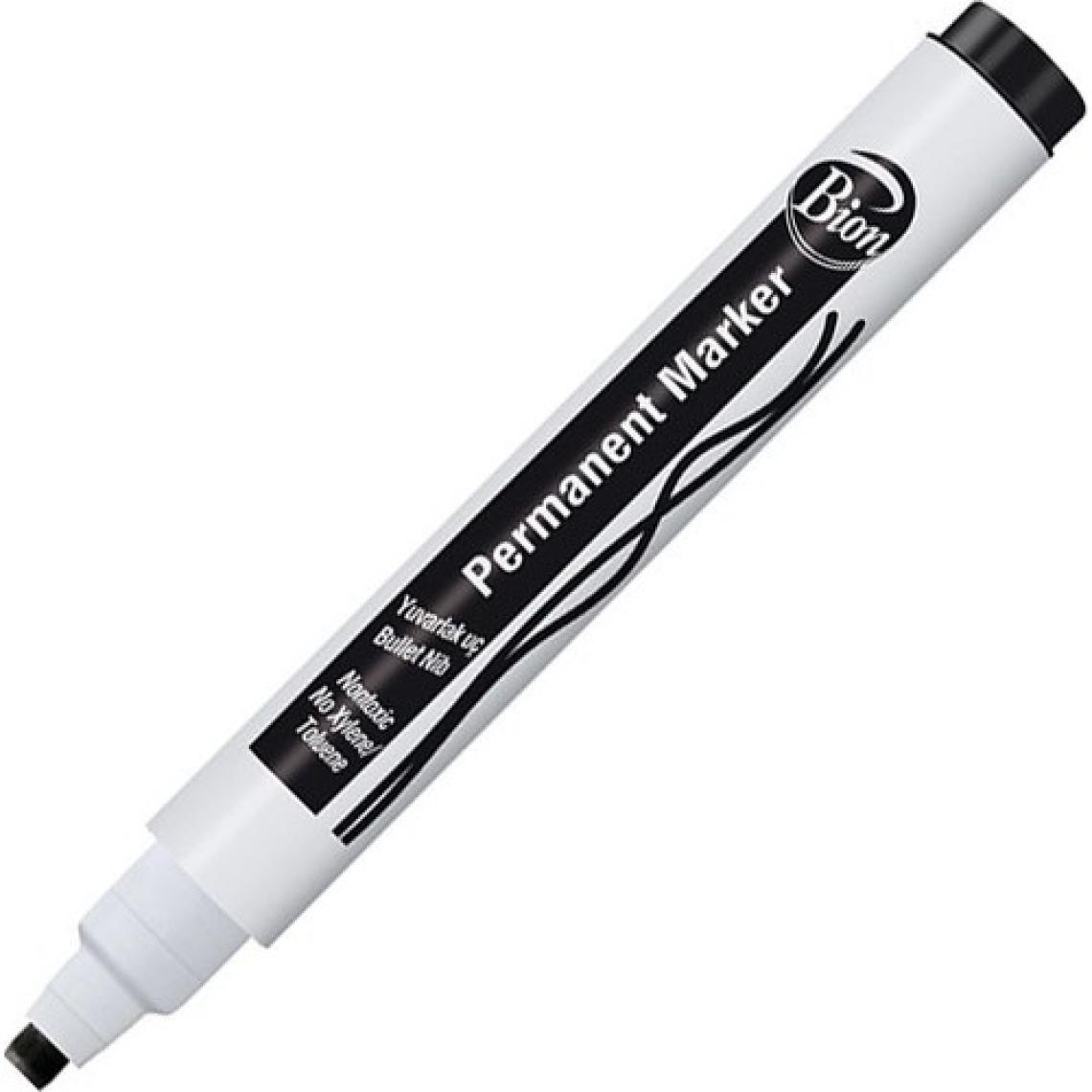 Bion Permanent Marker 9177- Kesik Uç  Siyah 12Li