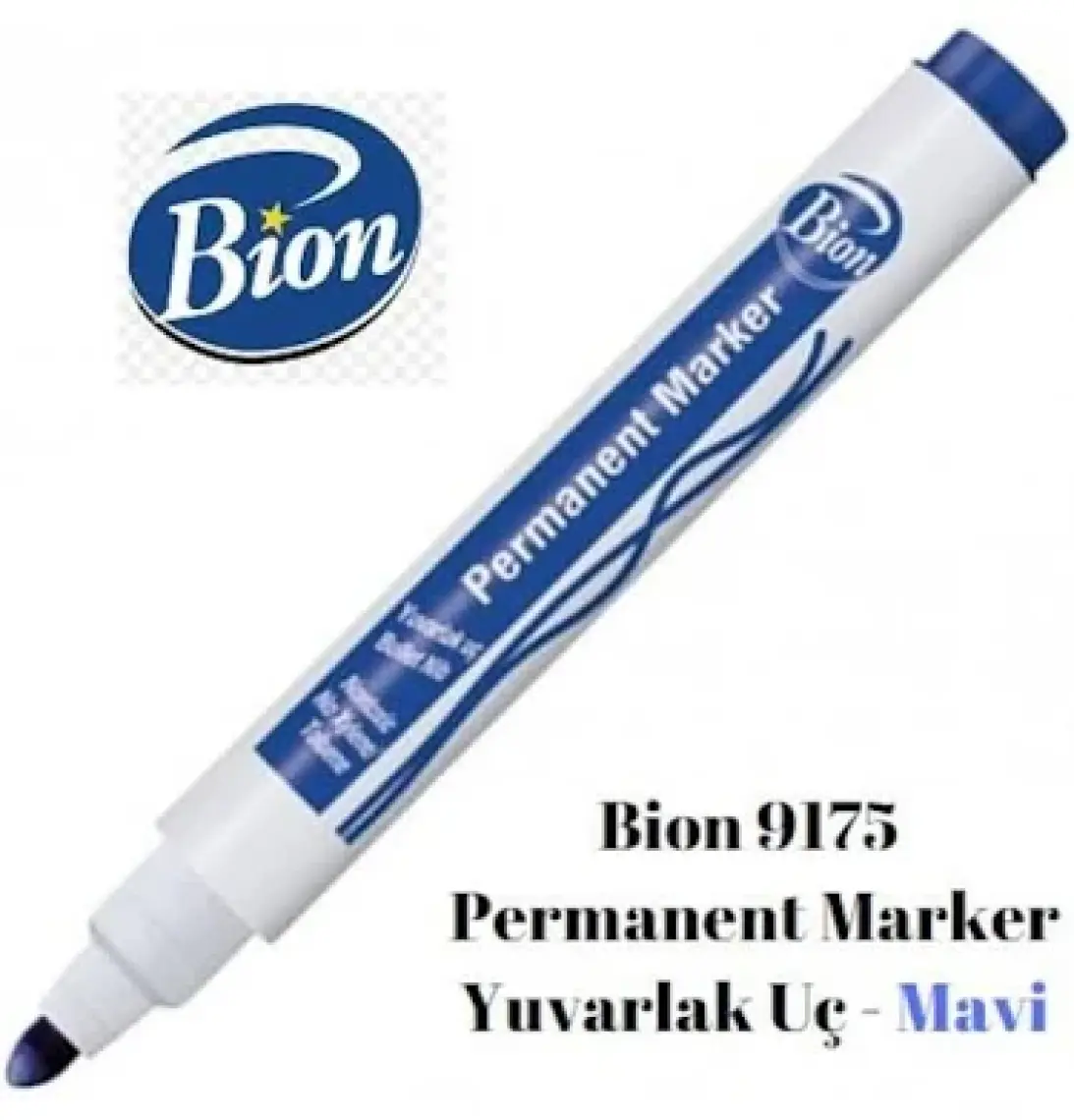 Bion Permanent Marker 9175- Yuvarlak Uç - Mavi