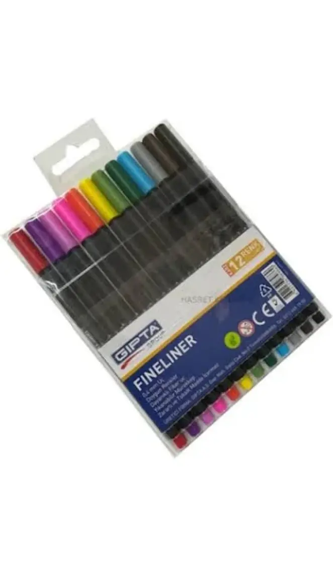 Gıpta Fineliner Kalem 0,4 Mm - Pvc Blister -Üçgen-12 Renk