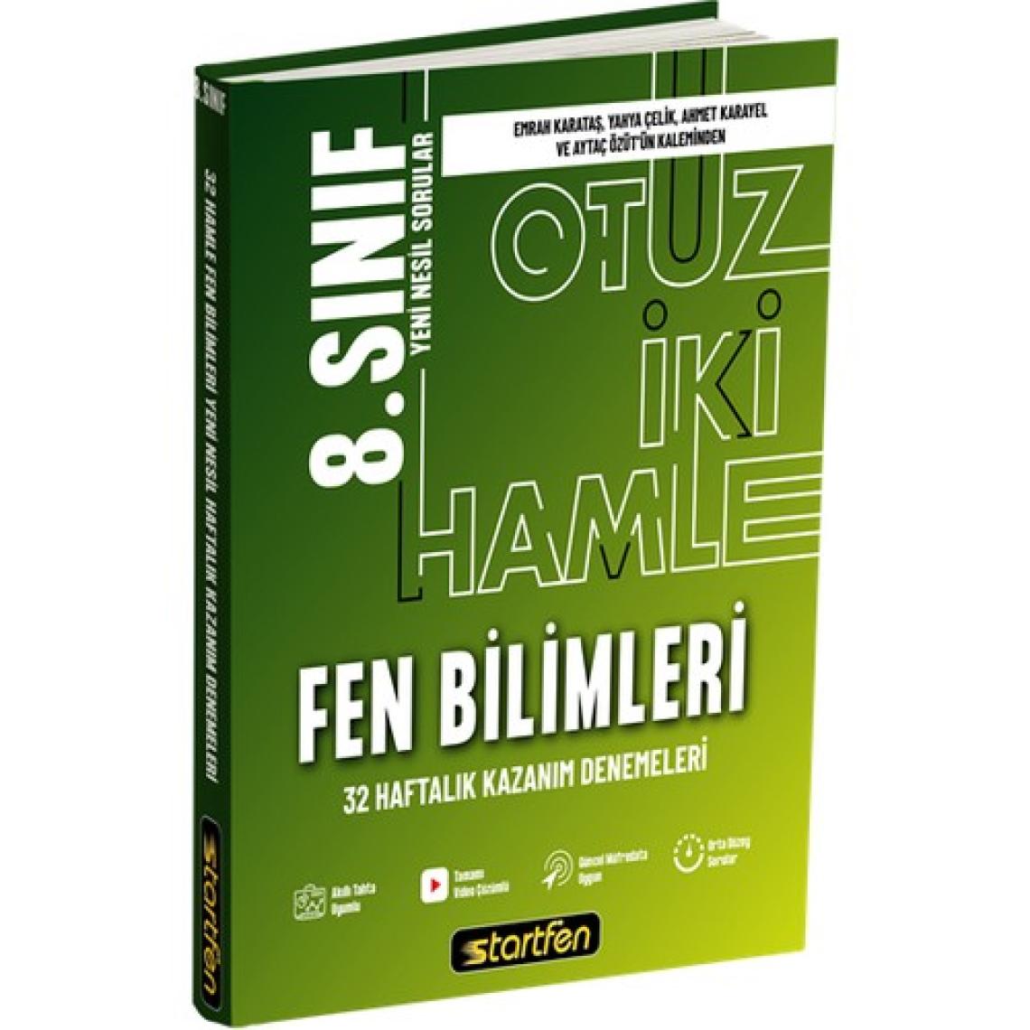 Startfen Yayınları 8. Sınıf Fen Bilimleri 32 Deneme Haftalık Kazanım Denemeleri