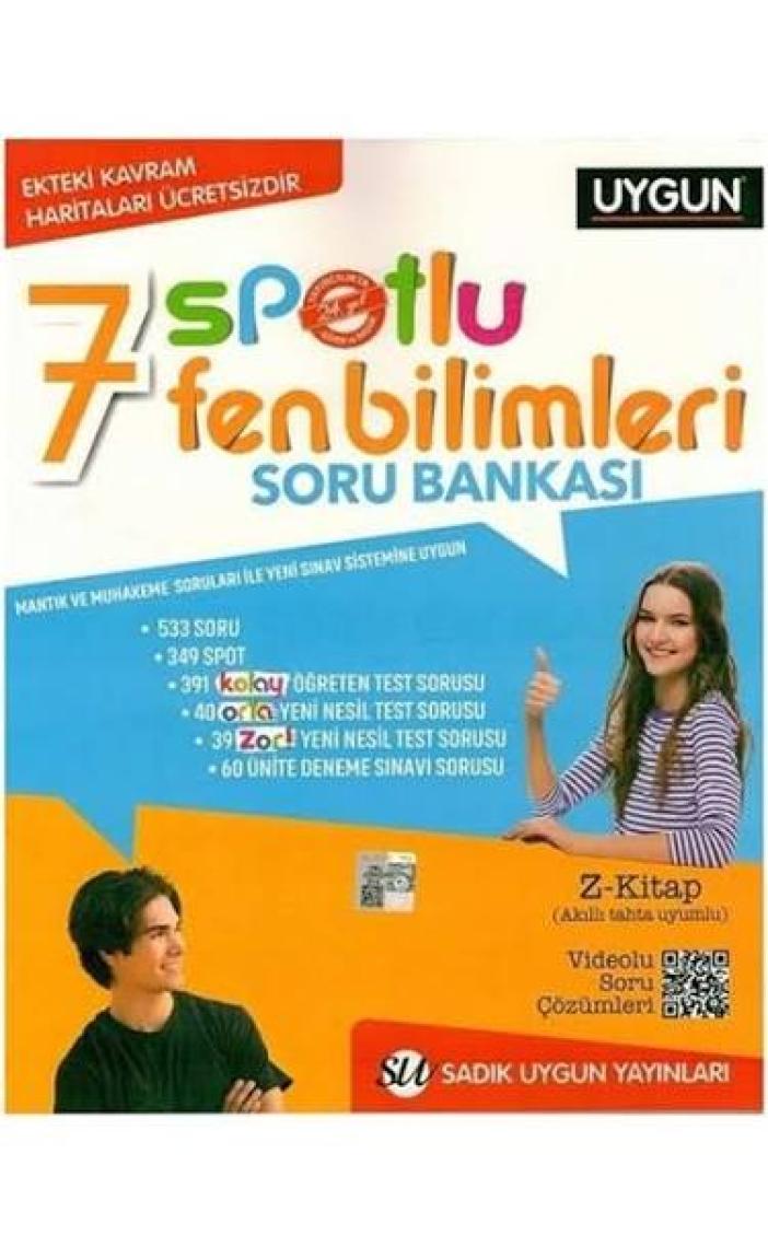 Sadık Uygun Yayınları 7. Sınıf Yeni Spotlu Fen Bilimleri Soru Bankası + Kavram Haritaları