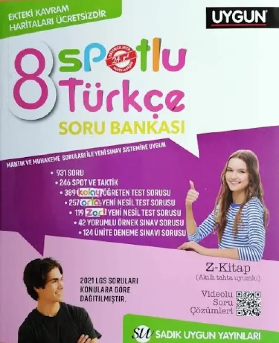 Sadık Uygun Yayınları 8. Sınıf Yeni Spotlu Türkçe Soru Bankası + Kavram Haritaları