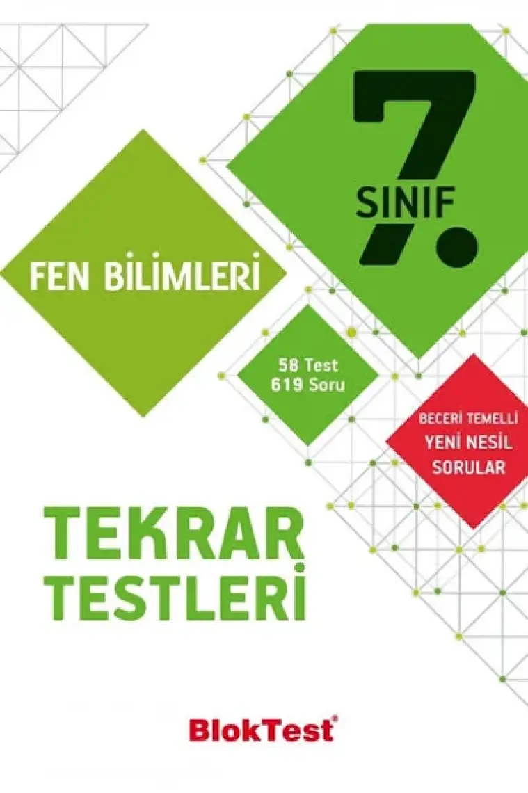 Bloktest Yayınları Tudem Yayınları 7. Sınıf Fen Bilgisi Blok Test Tekrar Testleri