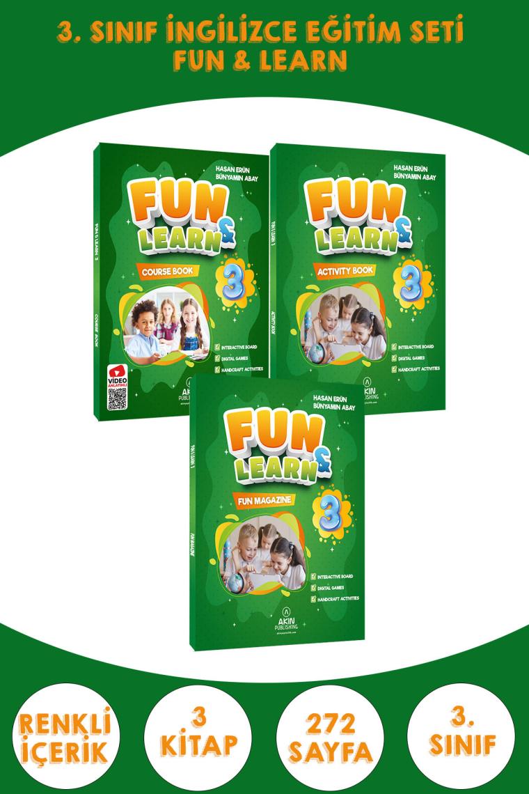 Akın Publishing 3. Sınıf Fun & Learn Ingilizce Set ( Course Book - Activity Book - Fun Mag