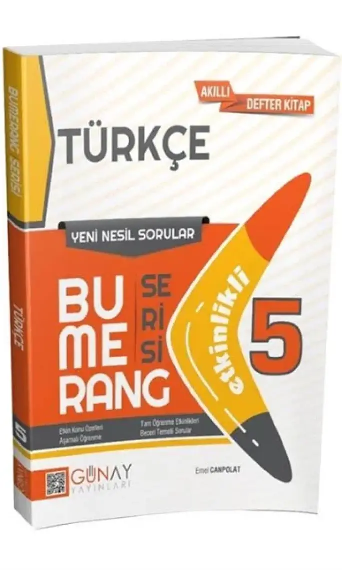 Günay Yayınları Gün&Ay Yayınları 5. Sınıf Bumerang Serisi Etkinlikli Türkçe Akıllı Defter Kitap