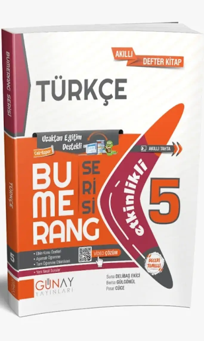 Günay Yayınları Gün&Ay Yayınları 5. Sınıf Bumerang Serisi Etkinlikli Türkçe Akıllı Defter Kitap