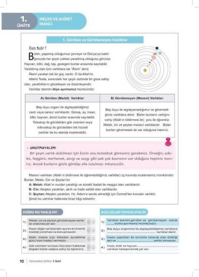 Eker Test Yayınları Arı Yayıncılık 7. Sınıf Dinlediren Defter