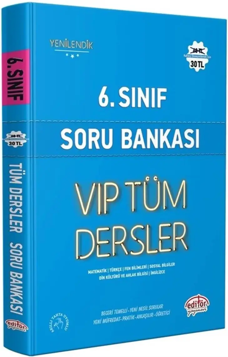 Editör Yayınları 6. Sınıf Vıp Tüm Dersler Soru Bankası Mavi Kitap
