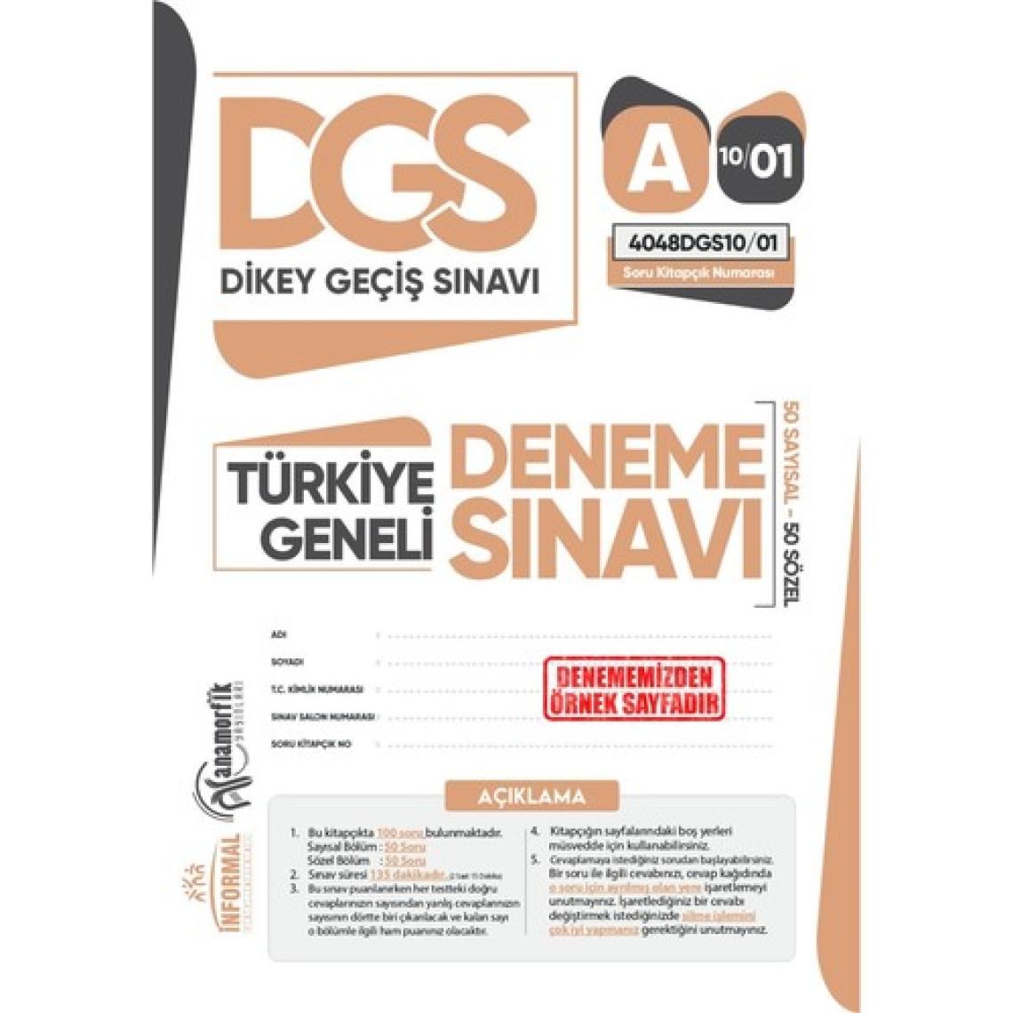 İnformal Yayınları 2025 DGS 10'lu Paket Deneme Sınavı Özgün Yeni Nesil Türkiye Geneli Kurumsal Çözümlü Anamorfik Yayınları