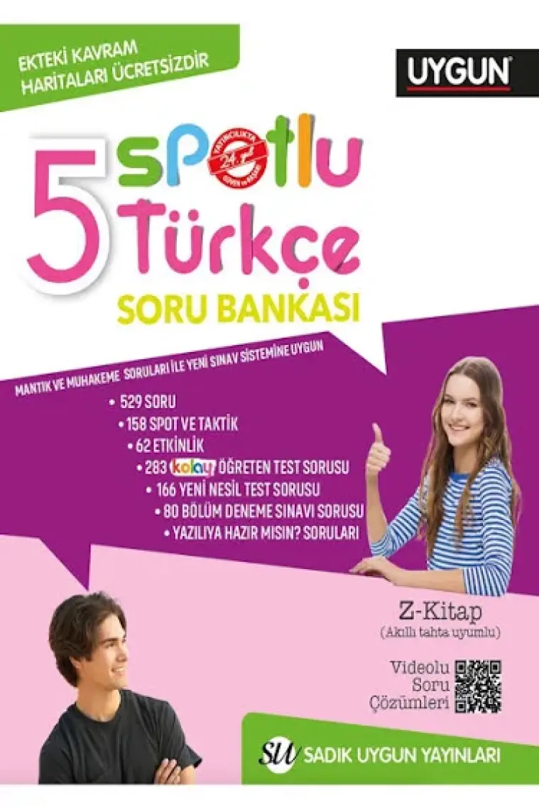 Sadık Uygun Yayınları 5. Sınıf Yeni Spotlu Türkçe Soru Bankası + Kavram Haritaları