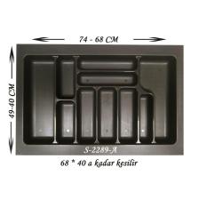 Çekmece Içi Plastik Kaşıklık Antrasit Antibakteriyel S-2289-a En:74-68 D:49-40 Cm Arası Kesil