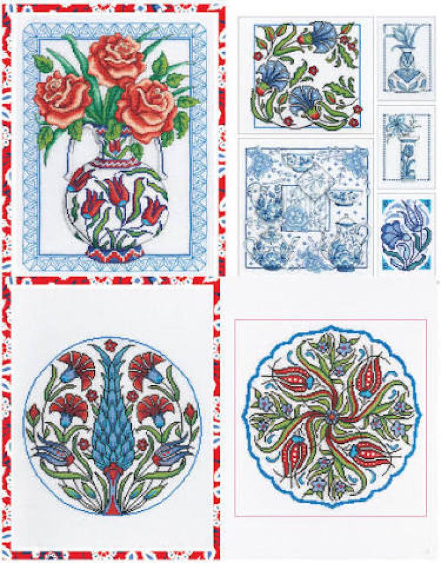 Kanaviçe Iznik ve Delft Çinileri