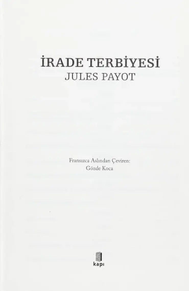 İrade Terbiyesi - Jules Payot