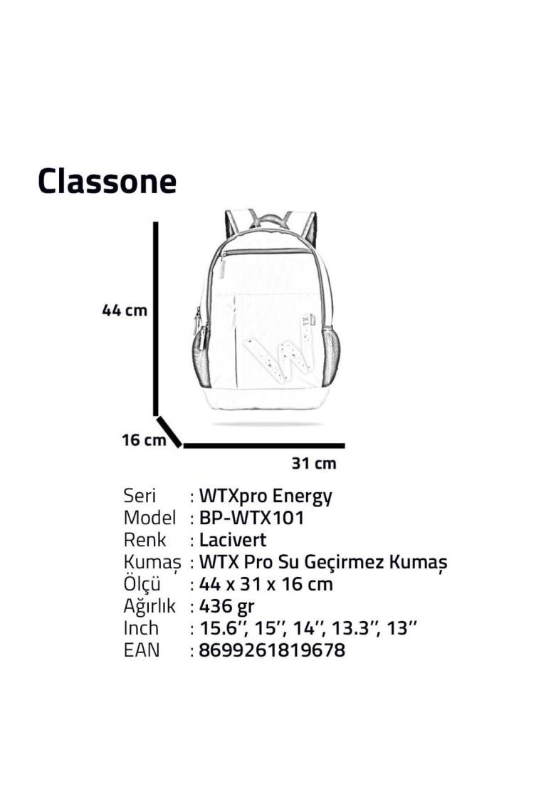 Classone BP-WTX101 Wtxpro SERISI15.6 Inch Macbook, Notebook, Laptop, Çantası-Lacivert