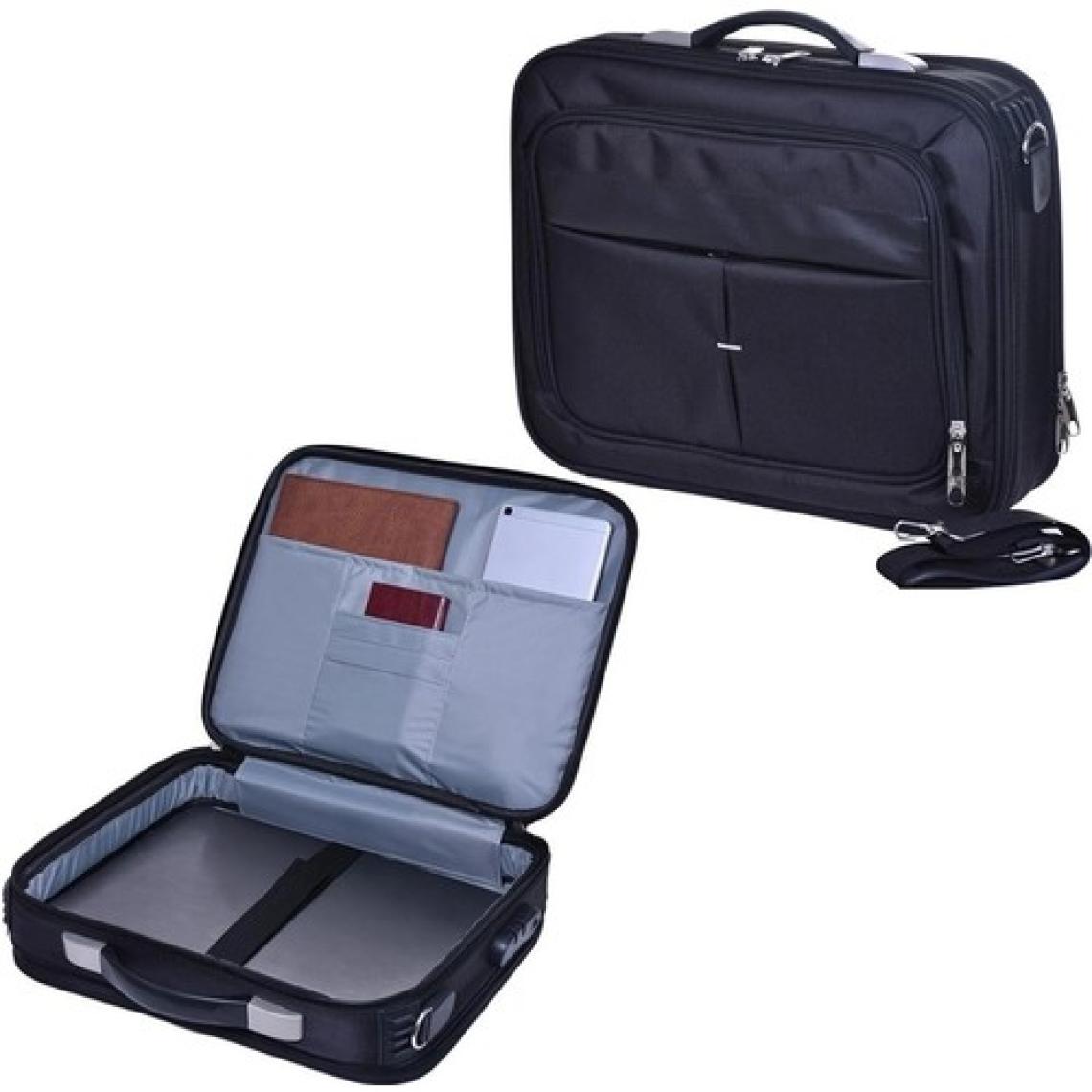 TahTicMer Laptop Çantası Evrak Laptop Notebook Tablet Mümessil Çantası 17 Inç Lüks Kasalı 6 Bölmeli Omuz Askılı Çanta 47X37X10 Siyah