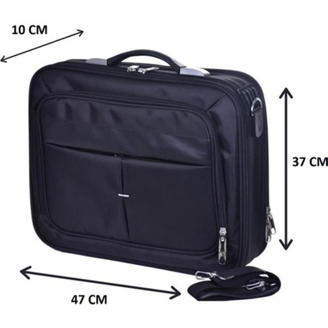 TahTicMer Laptop Çantası Evrak Laptop Notebook Tablet Mümessil Çantası 17 Inç Lüks Kasalı 6 Bölmeli Omuz Askılı Çanta 47X37X10 Siyah