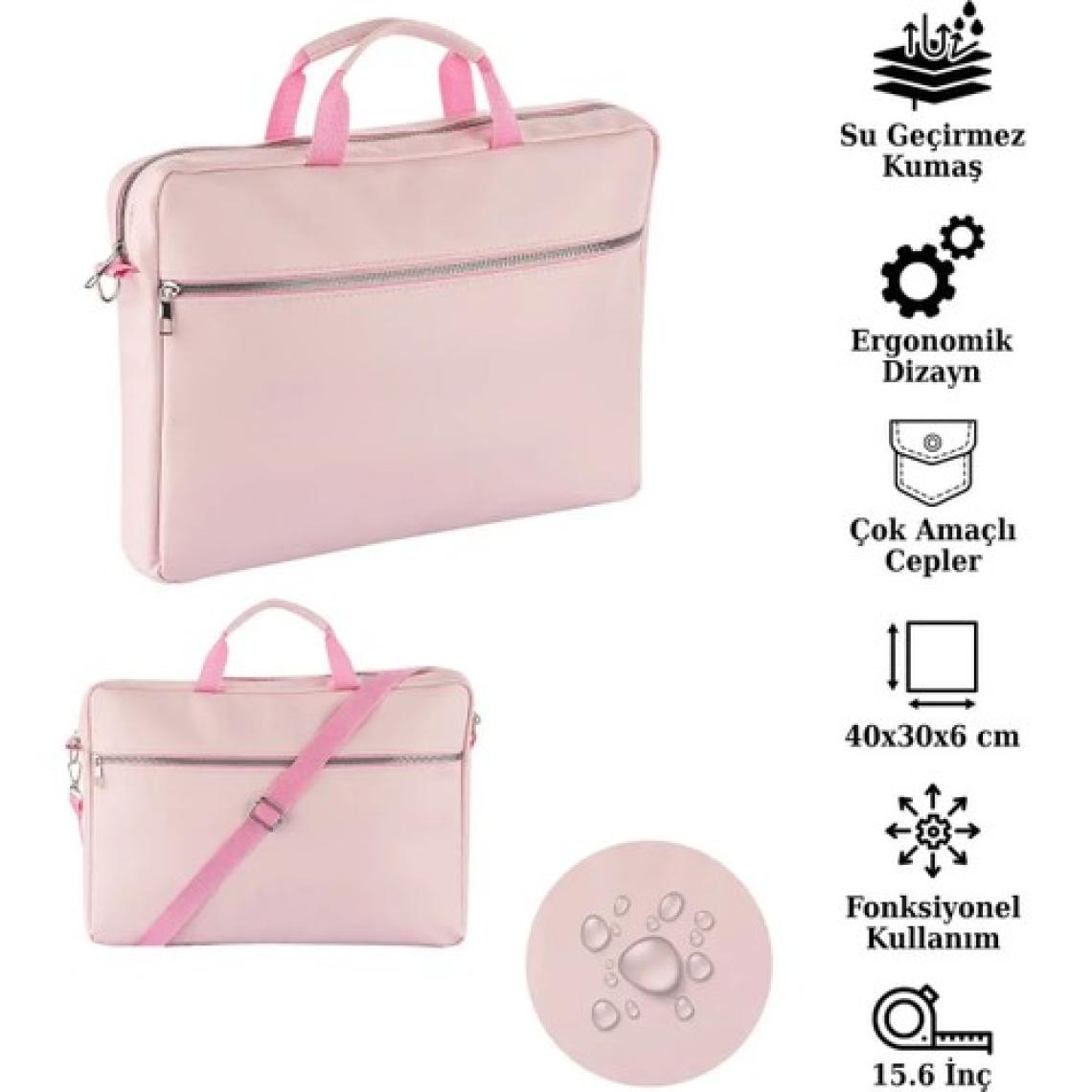 NS Reliable Notebook Laptop Macbook Evrak Çantası 13"-13.3"-14"-15.6" Inç - 400 Pembe