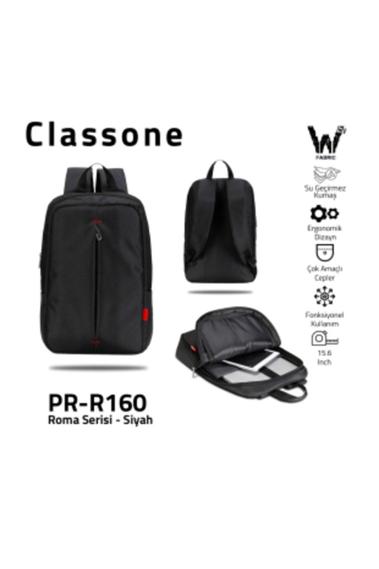 Classone  PR-R160 Roma Serisi  ,WTXpro Su Geçirmez Kumaş 15.6" Uyumlu Laptop,Notebook Sırt Çantası - Siyah